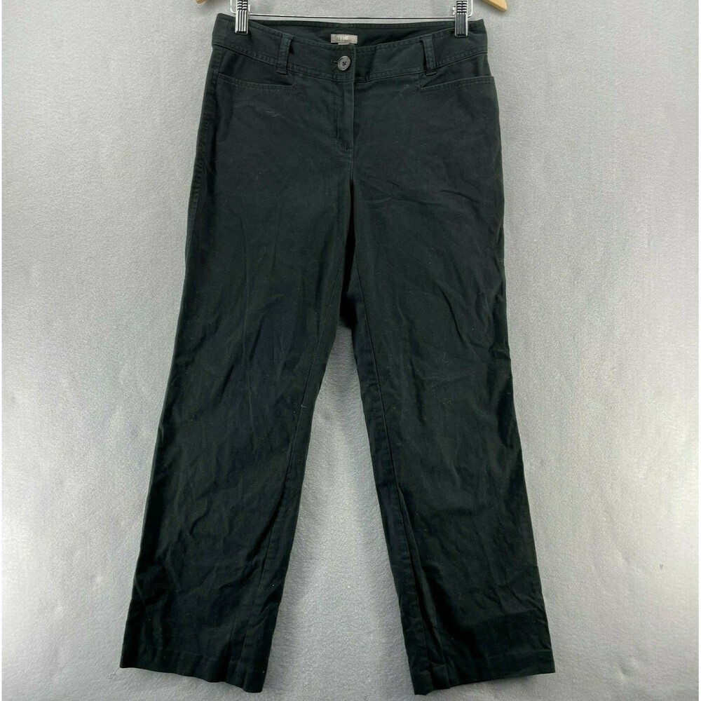 J. Jill Stretch Chino Straight Leg Pants Womens 6 Black Mid Rise Comfort Classic